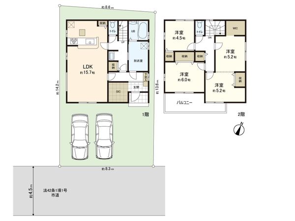新座市片山1丁目 新築戸建 4号棟 間取図(平面図) 新座市片山1丁目 新築戸建 4号棟 間取図(平面図)