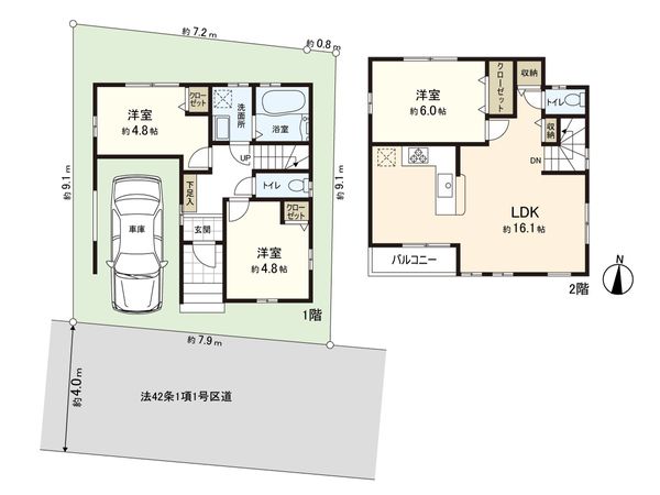練馬区西大泉3丁目 新築戸建 1号棟 間取図(平面図) 練馬区西大泉3丁目 新築戸建 1号棟 間取図(平面図)