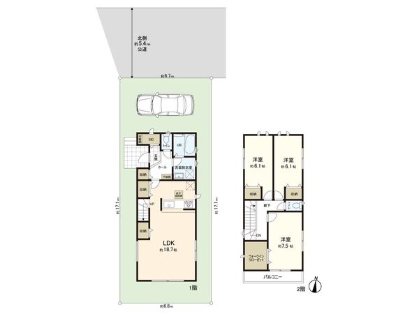 練馬区大泉学園町6丁目 戸建 1号棟 間取図(平面図) 練馬区大泉学園町6丁目 戸建 1号棟 間取図(平面図)
