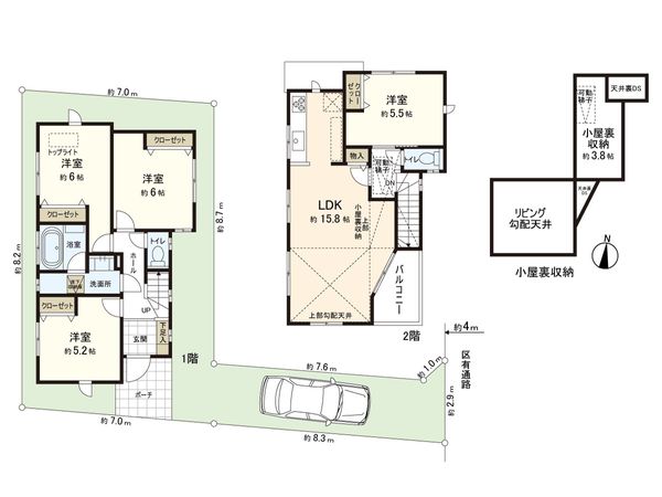 練馬区西大泉3丁目 新築戸建 間取図(平面図) 練馬区西大泉3丁目 新築戸建 間取図(平面図)