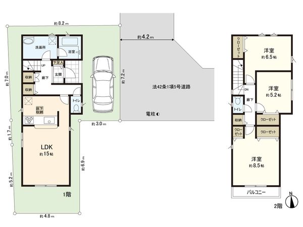 練馬区大泉町4丁目 新築戸建 1号棟 間取図(平面図) 練馬区大泉町4丁目 新築戸建 1号棟 間取図(平面図)