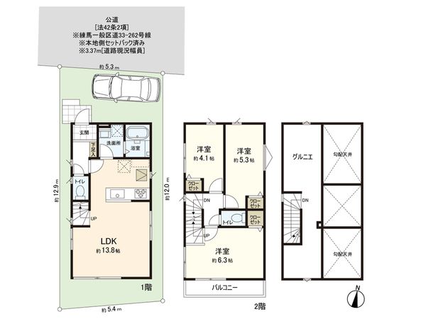 練馬区西大泉4丁目 新築戸建 間取図(平面図) 練馬区西大泉4丁目 新築戸建 間取図(平面図)
