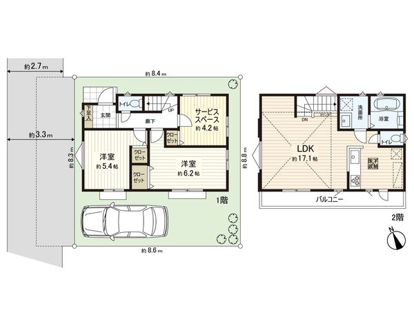 練馬区大泉学園町5丁目 新築戸建 1号棟 間取図(平面図) 練馬区大泉学園町5丁目 新築戸建 1号棟 間取図(平面図)