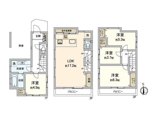 朝霞市仲町1丁目 土地B区画 建物プラン例 (間取り図) 朝霞市仲町1丁目 土地B区画 建物プラン例 (間取り図)