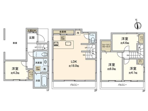 朝霞市仲町1丁目 土地A区画 建物プラン例 (間取り図) 朝霞市仲町1丁目 土地A区画 建物プラン例 (間取り図)