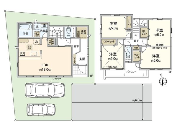 志木市上宗岡1丁目 新築戸建 4号棟 間取図(平面図)
