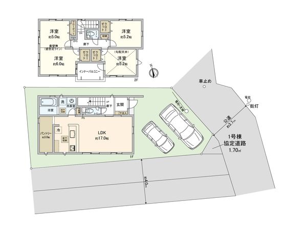 志木市上宗岡1丁目 新築戸建 1号棟 間取図(平面図)