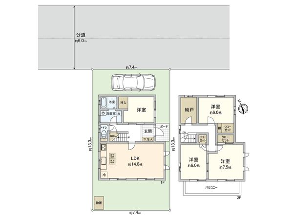 新座市東北2丁目 戸建 間取図(平面図) 新座市東北2丁目 戸建 間取図(平面図)