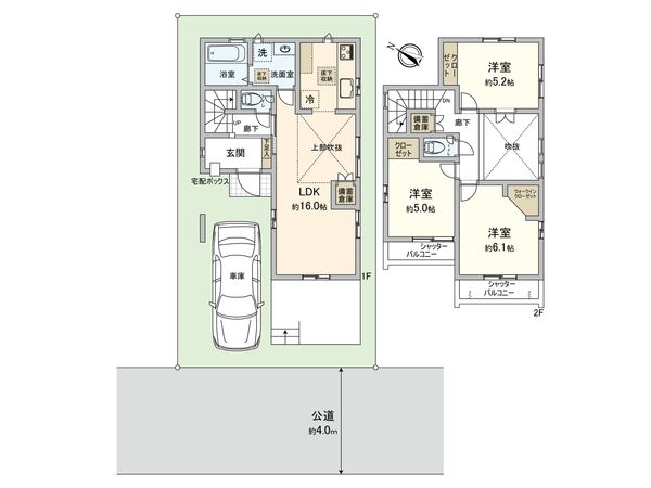 富士見市水子 新築戸建 1号棟 間取図(平面図) 富士見市水子 新築戸建 1号棟 間取図(平面図)