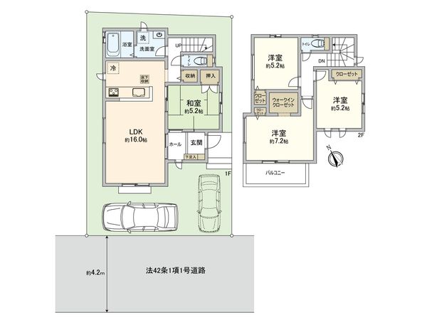 志木市柏町6丁目 新築戸建 A号棟 間取図(平面図) 間取図(平面図)