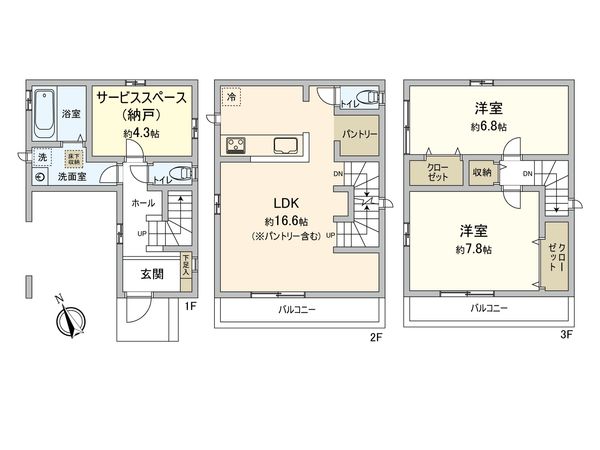 富士見市鶴馬3丁目 新築戸建 間取図(平面図) 富士見市鶴馬3丁目 新築戸建 間取図(平面図)