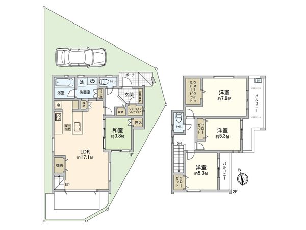 朝霞市三原5丁目戸建 1号棟 間取図(平面図) 朝霞市三原5丁目戸建 1号棟 間取図(平面図)