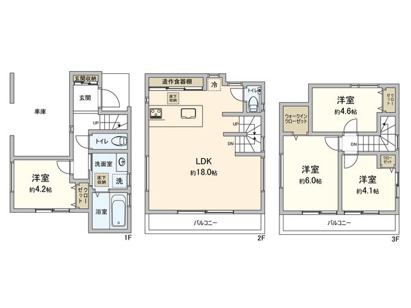 朝霞市仲町1丁目新築戸建 A号棟 間取図(平面図) 朝霞市仲町1丁目新築戸建 A号棟 間取図(平面図)
