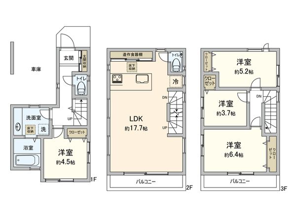 朝霞市仲町1丁目新築戸建 D号棟 間取図(平面図) 朝霞市仲町1丁目新築戸建 D号棟 間取図(平面図)