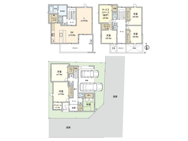 新座市北野3丁目 戸建 間取図(平面図) 新座市北野3丁目 戸建 間取図(平面図)