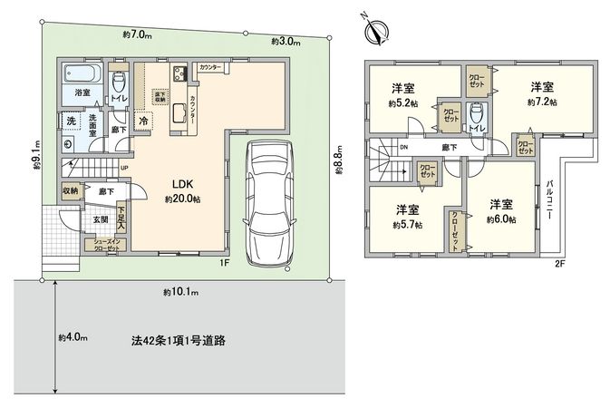 朝霞市溝沼4丁目 新築戸建1号棟 間取図(平面図) 間取図(平面図)