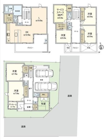 新座市北野3丁目 戸建 間取図(平面図) 新座市北野3丁目 戸建 間取図(平面図)