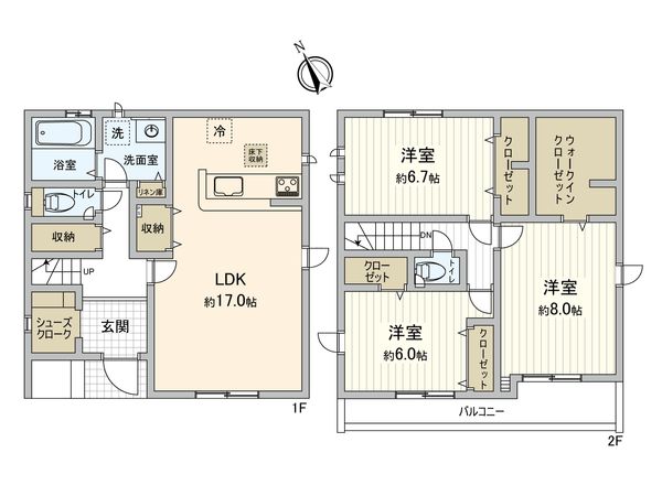 朝霞市膝折町4丁目 新築戸建1号棟 間取図(平面図)