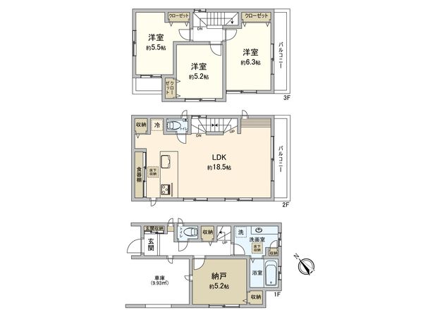 新座市東3丁目 新築戸建 間取図(平面図) 新座市東3丁目 新築戸建 間取図(平面図)