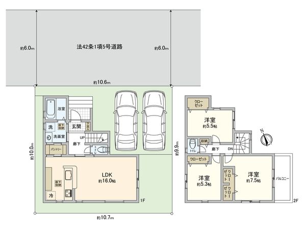 新座市大和田1丁目 新築戸建1号棟 間取図(平面図) 新座市大和田1丁目 新築戸建1号棟 間取図(平面図)