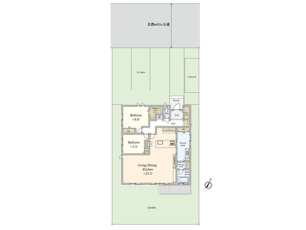 月の輪6丁目 HEBELHAUS施工平屋住宅 間取図(平面図) 月の輪6丁目 HEBELHAUS施工平屋住宅 間取図(平面図)