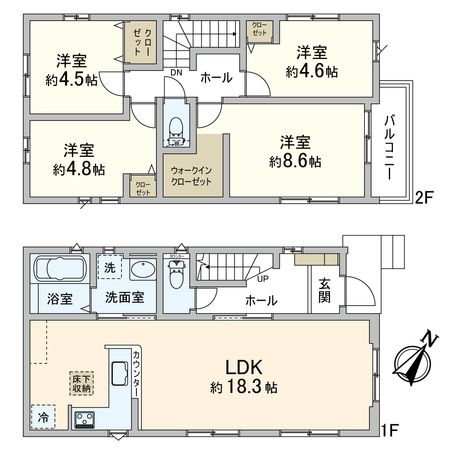 朝霞市田島1丁目 新築戸建 間取図(平面図) 朝霞市田島1丁目 新築戸建 間取図(平面図)
