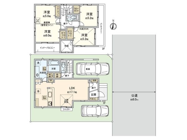 新座市馬場2丁目 新築戸建1号棟 間取図(平面図) 新座市馬場2丁目 新築戸建1号棟 間取図(平面図)