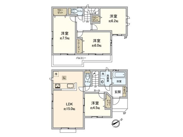志木市上宗岡4丁目 新築戸建1号棟 間取図(平面図) 志木市上宗岡4丁目 新築戸建1号棟 間取図(平面図)
