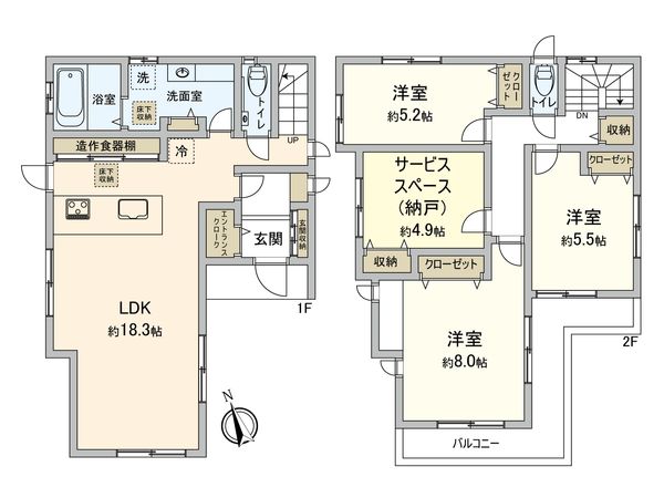 新座市東北2丁目 新築戸建 間取図(平面図) 新座市東北2丁目 新築戸建 間取図(平面図)