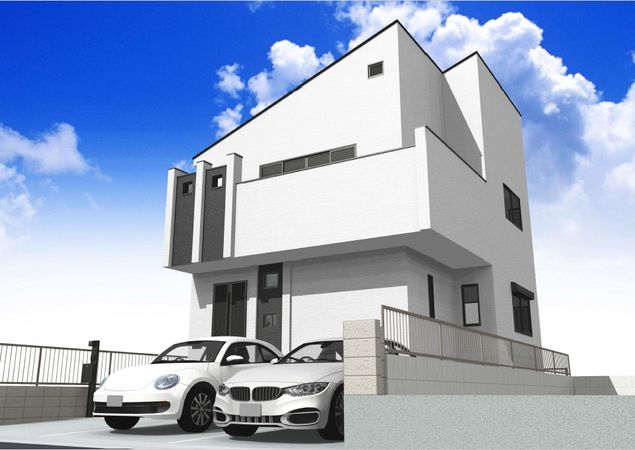 上尾市瓦葺 新築戸建 外観パース図