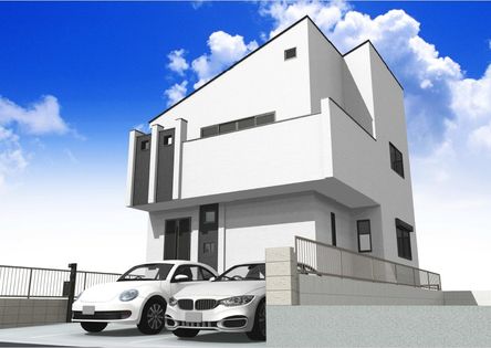 上尾市瓦葺 新築戸建 外観パース図