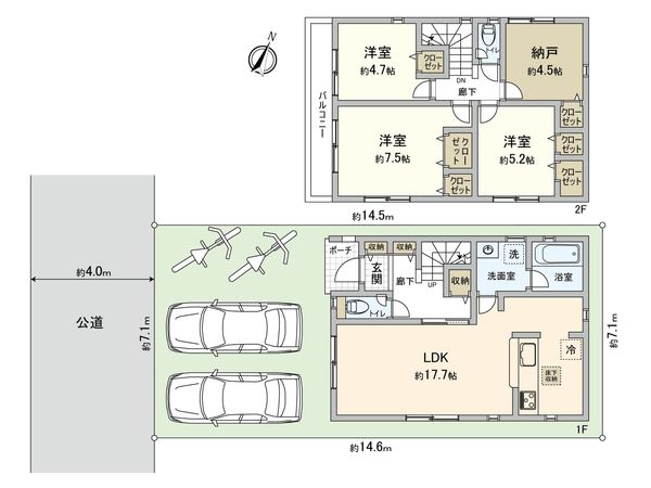 富士見市水谷東1丁目第6 新築戸建2号棟 間取図(平面図) 富士見市水谷東1丁目第6 新築戸建2号棟 間取図(平面図)