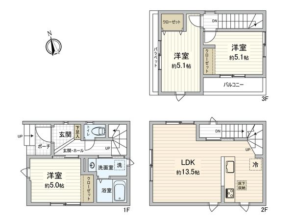 新座市東1丁目 新築戸建 間取図(平面図) 新座市東1丁目 新築戸建 間取図(平面図)