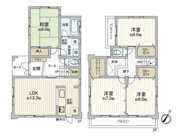 富士見市東みずほ台4丁目 中古戸建 間取図(平面図) 富士見市東みずほ台4丁目 中古戸建 間取図(平面図)