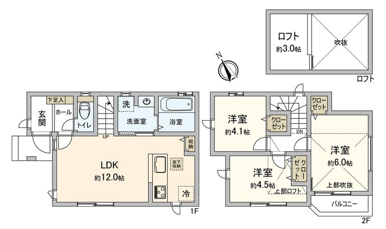 新座市野火止4丁目 新築戸建 間取図(平面図) 新座市野火止4丁目 新築戸建 間取図(平面図)