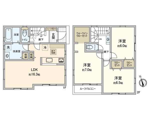 朝霞市朝志ヶ丘2丁目 新築戸建 1号棟 間取図(平面図)