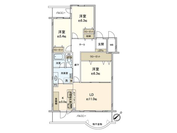 志木ニュータウン中央の森壱番街 6号棟 間取図(平面図)