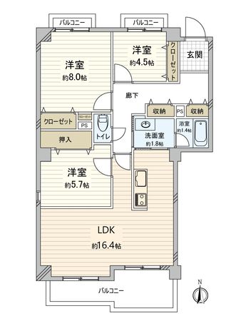 朝日センチュリーみずほ台 F棟 間取図(平面図)
