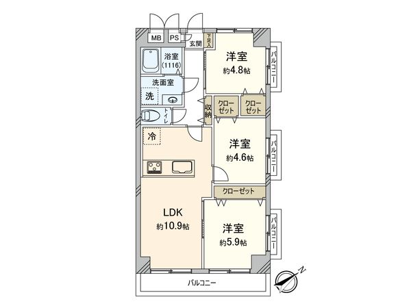 サンライズマンション 間取図(平面図) サンライズマンション 間取図(平面図)