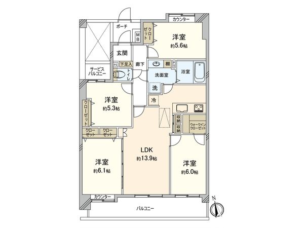 ガレイシア朝霞台 間取図(平面図) ガレイシア朝霞台 間取図(平面図)