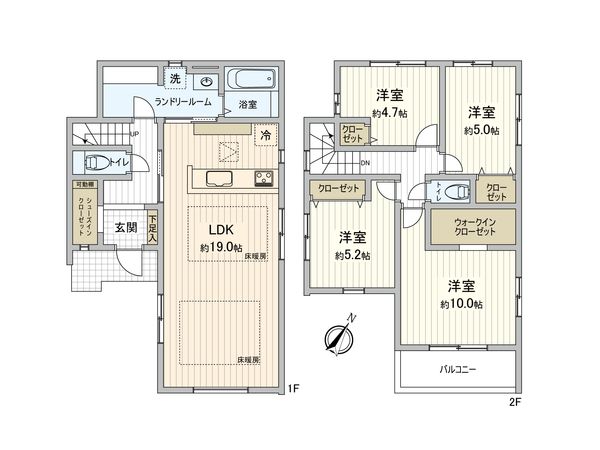 和光市白子3丁目 新築戸建 1号棟 間取図(平面図) 和光市白子3丁目 新築戸建 1号棟 間取図(平面図)