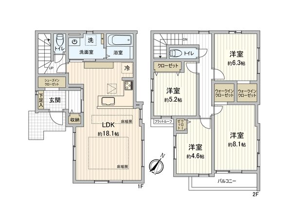 和光市白子3丁目 新築戸建 3号棟 間取図(平面図) 和光市白子3丁目 新築戸建 3号棟 間取図(平面図)