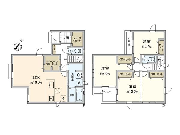 和光市南1丁目 戸建 5号棟 間取図(平面図) 間取図(平面図)