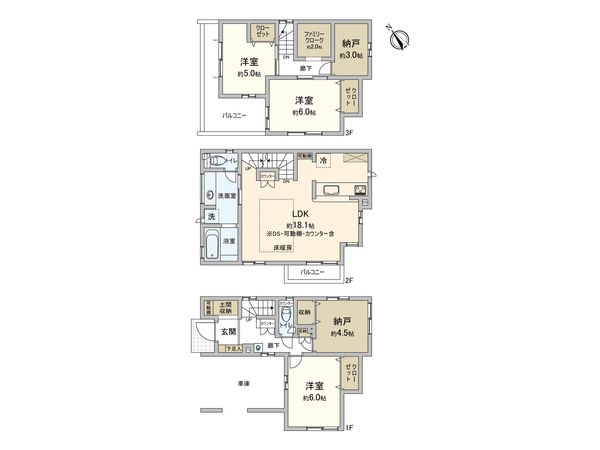 和光市下新倉2丁目新築戸建 間取図(平面図) 間取図(平面図)