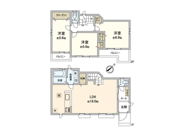 和光市白子3丁目 新築戸建 A号棟 間取図(平面図) 和光市白子3丁目 新築戸建 A号棟 間取図(平面図)