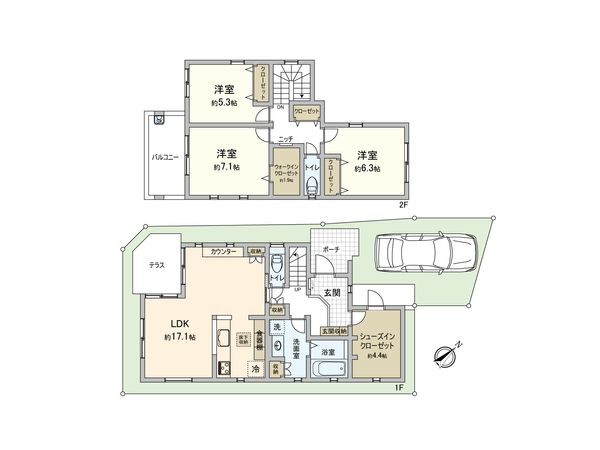 和光市南1丁目 戸建 S-14号棟 間取図(平面図)