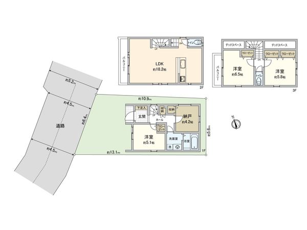 板橋区赤塚新町2丁目 新築戸建 A棟 間取図(平面図)