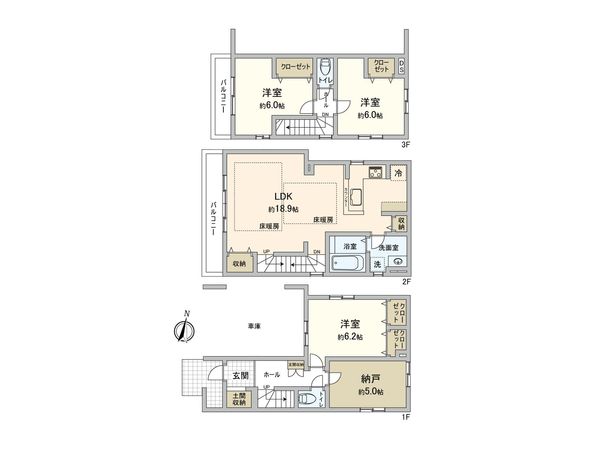 板橋区赤塚2丁目新築戸建 1号棟 間取図(平面図)