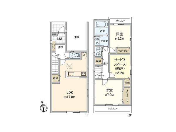 練馬区田柄4丁目 戸建 A号棟 間取図(平面図) 間取図(平面図)