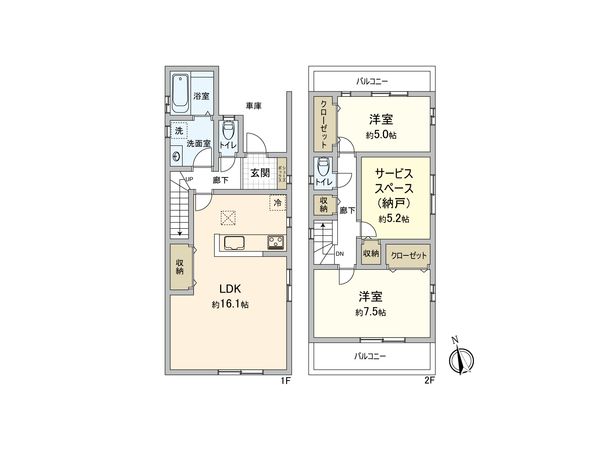 練馬区田柄4丁目 戸建 B号棟 間取図(平面図) 間取図(平面図)